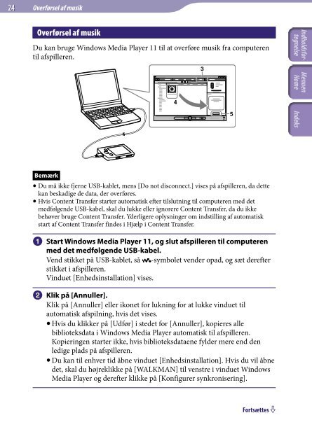 Sony NWZ-E444 - NWZ-E444 Istruzioni per l'uso Danese