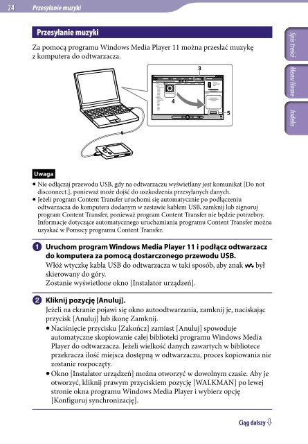 Sony NWZ-E444 - NWZ-E444 Istruzioni per l'uso Polacco