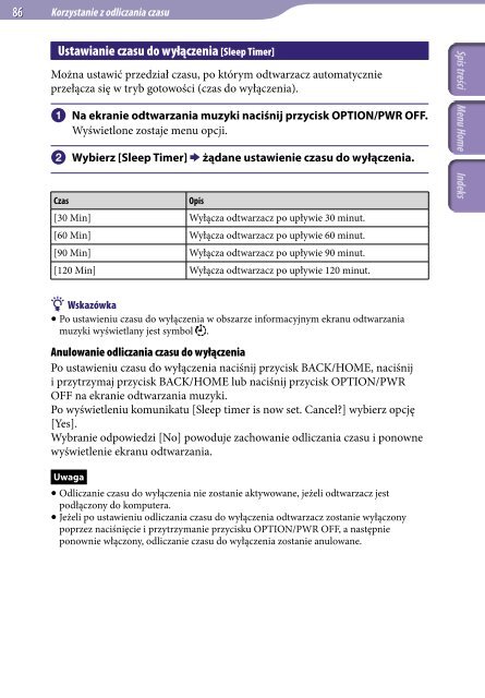 Sony NWZ-E444 - NWZ-E444 Istruzioni per l'uso Polacco