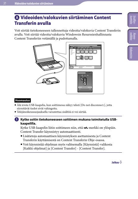 Sony NWZ-E444 - NWZ-E444 Istruzioni per l'uso Finlandese