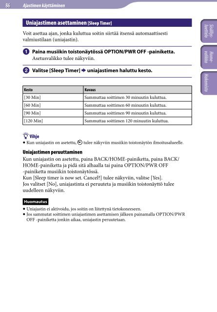 Sony NWZ-E444 - NWZ-E444 Istruzioni per l'uso Finlandese