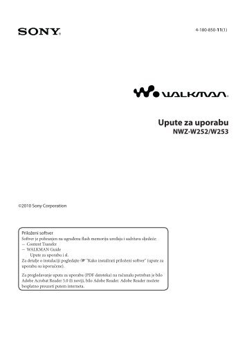 Sony NWZ-W253 - NWZ-W253 Istruzioni per l'uso Croato