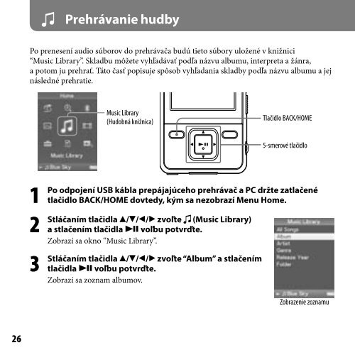 Sony NWZ-A829 - NWZ-A829 Istruzioni per l'uso Slovacco