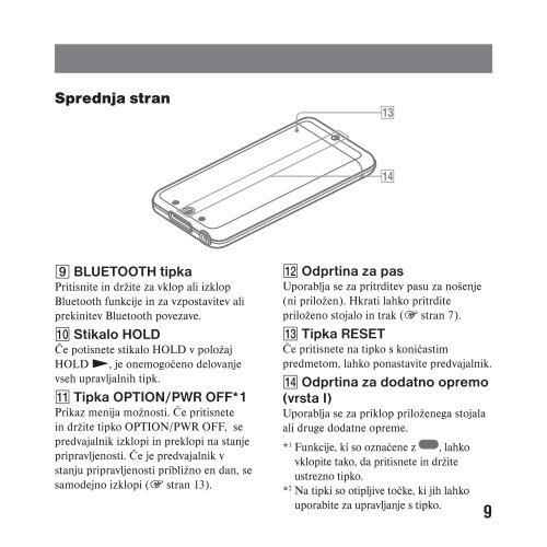 Sony NWZ-A829 - NWZ-A829 Istruzioni per l'uso Sloveno