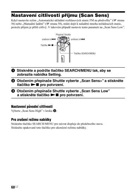 Sony NW-A608 - NW-A608 Istruzioni per l'uso Ceco