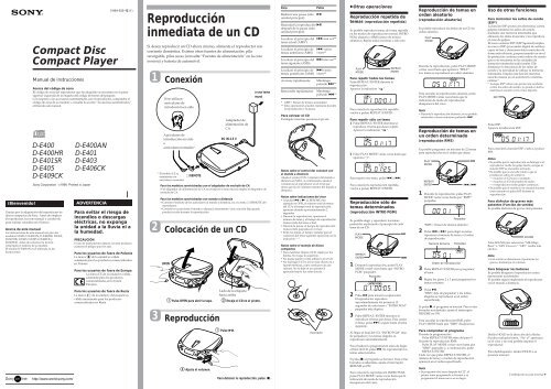 Sony D-E401SR - D-E401SR Istruzioni per l'uso Spagnolo