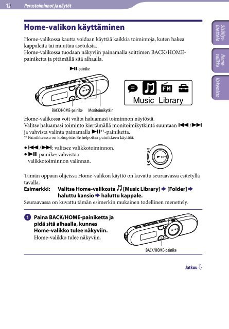 Sony NWZ-B152F - NWZ-B152F Istruzioni per l'uso Finlandese