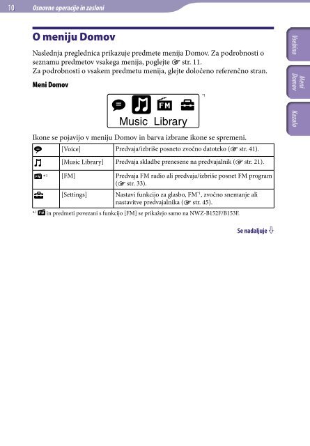 Sony NWZ-B152F - NWZ-B152F Istruzioni per l'uso Sloveno