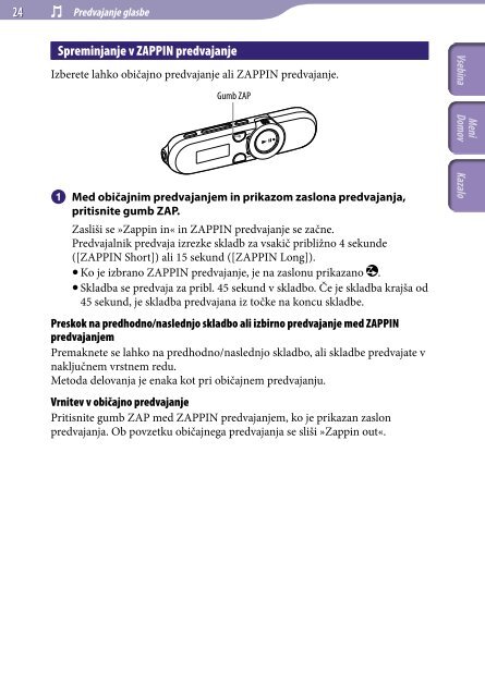 Sony NWZ-B152F - NWZ-B152F Istruzioni per l'uso Sloveno