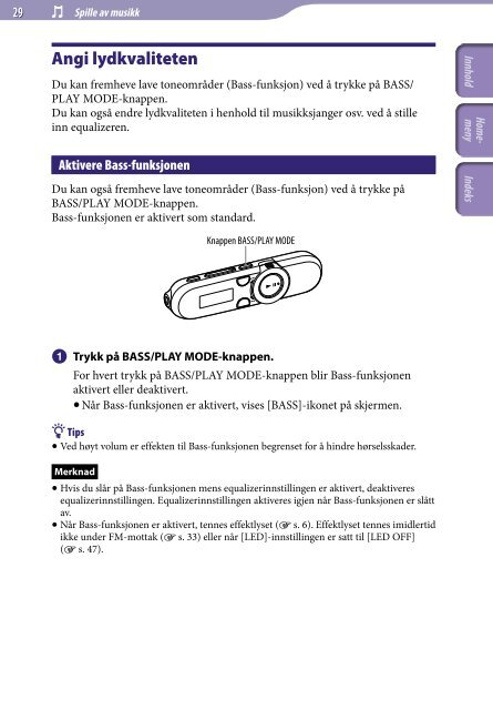 Sony NWZ-B152F - NWZ-B152F Istruzioni per l'uso Norvegese