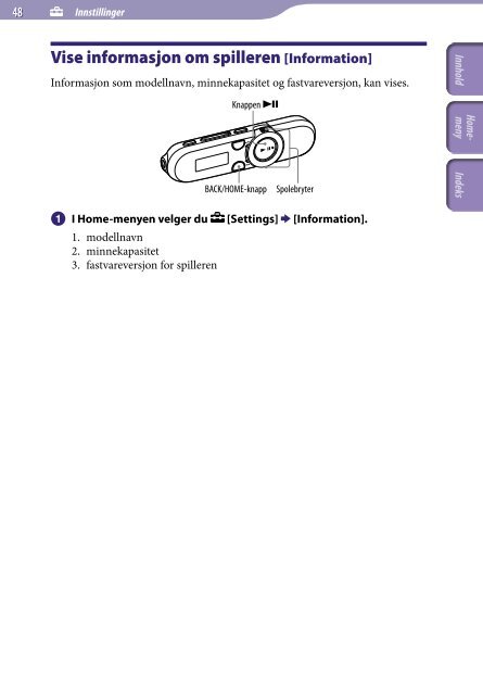 Sony NWZ-B152F - NWZ-B152F Istruzioni per l'uso Norvegese