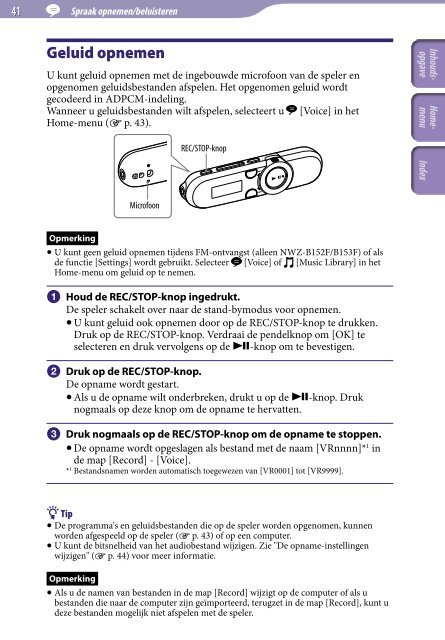 Sony NWZ-B152F - NWZ-B152F Istruzioni per l'uso Olandese