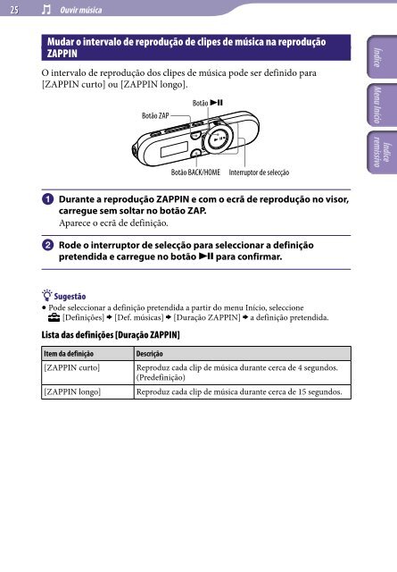 Sony NWZ-B152F - NWZ-B152F Istruzioni per l'uso Portoghese