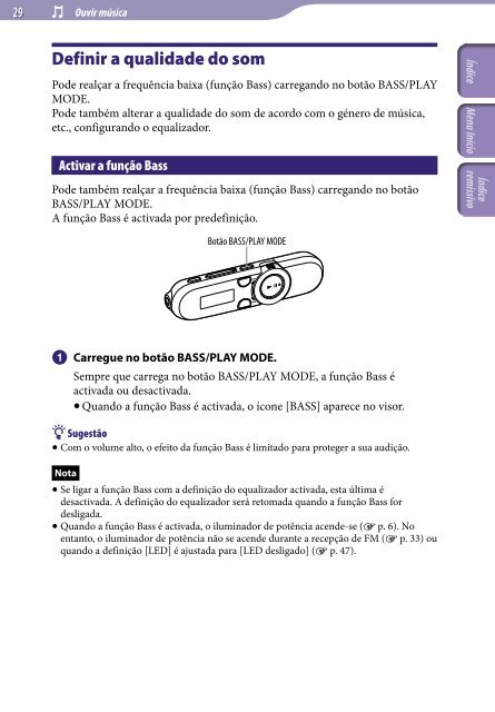 Sony NWZ-B152F - NWZ-B152F Istruzioni per l'uso Portoghese