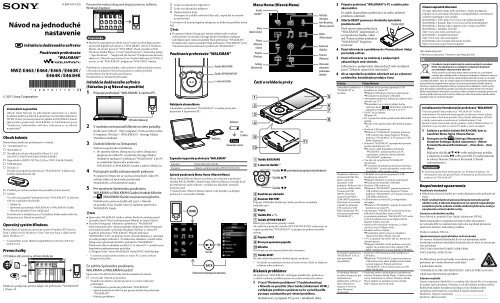 Sony NWZ-E463K - NWZ-E463K Guida di configurazione rapid Slovacco