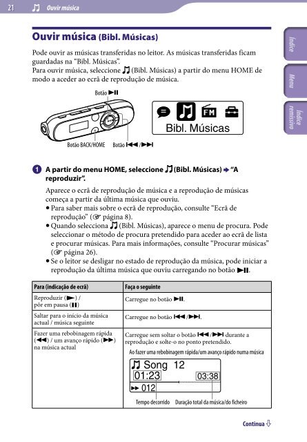 Sony NWZ-B142 - NWZ-B142 Istruzioni per l'uso Portoghese