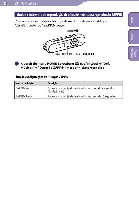 Sony NWZ-B142 - NWZ-B142 Istruzioni per l'uso Portoghese