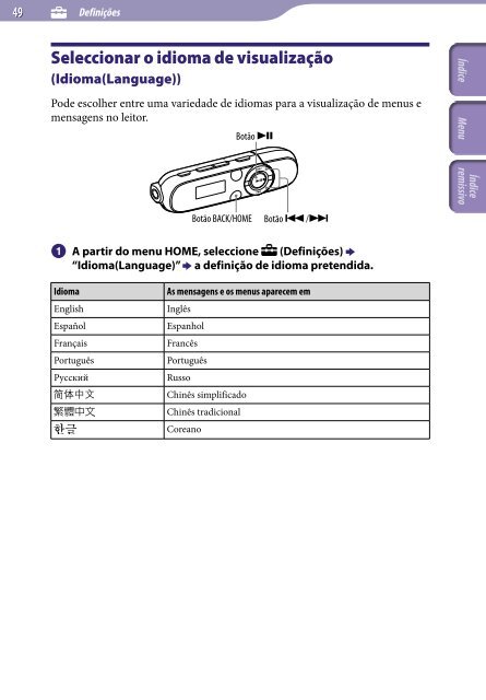 Sony NWZ-B142 - NWZ-B142 Istruzioni per l'uso Portoghese