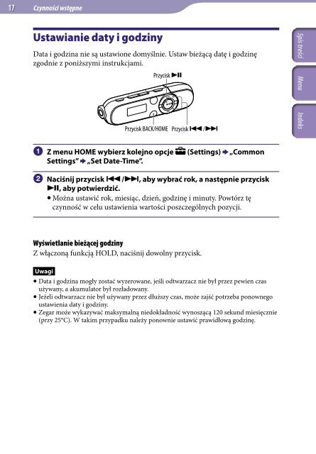 Sony NWZ-B142 - NWZ-B142 Istruzioni per l'uso Polacco