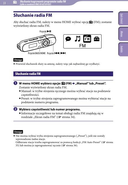 Sony NWZ-B142 - NWZ-B142 Istruzioni per l'uso Polacco