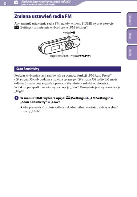 Sony NWZ-B142 - NWZ-B142 Istruzioni per l'uso Polacco