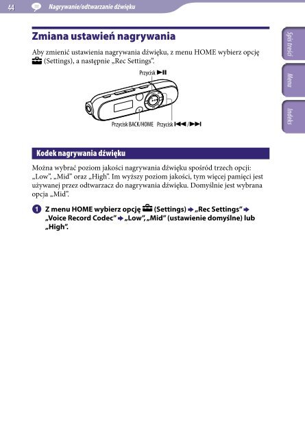 Sony NWZ-B142 - NWZ-B142 Istruzioni per l'uso Polacco