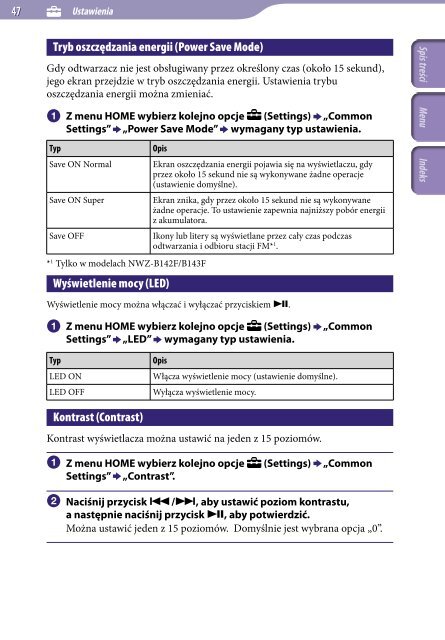 Sony NWZ-B142 - NWZ-B142 Istruzioni per l'uso Polacco