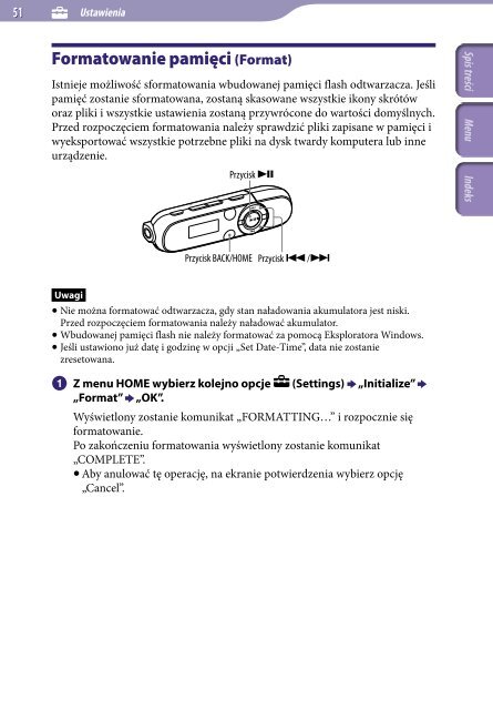 Sony NWZ-B142 - NWZ-B142 Istruzioni per l'uso Polacco