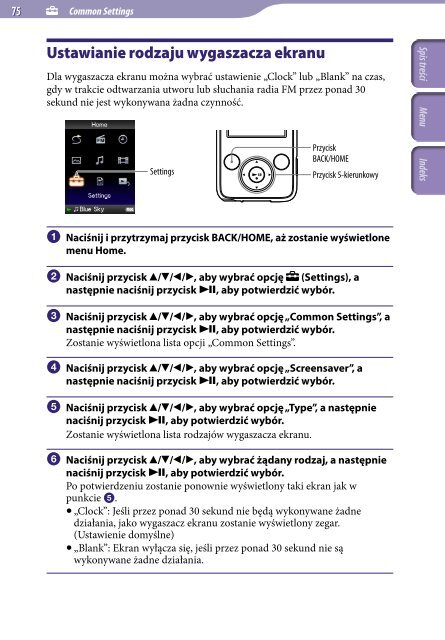 Sony NWZ-E435F - NWZ-E435F Istruzioni per l'uso Polacco