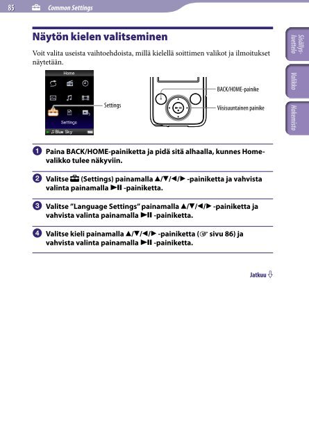 Sony NWZ-E435F - NWZ-E435F Istruzioni per l'uso Finlandese