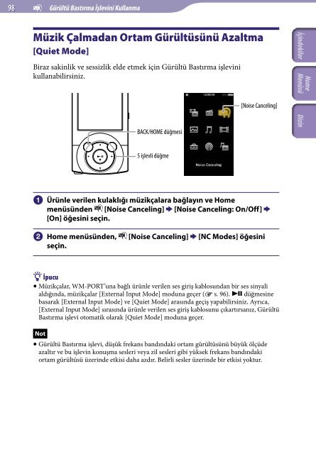 Sony NWZ-A844 - NWZ-A844 Istruzioni per l'uso Turco