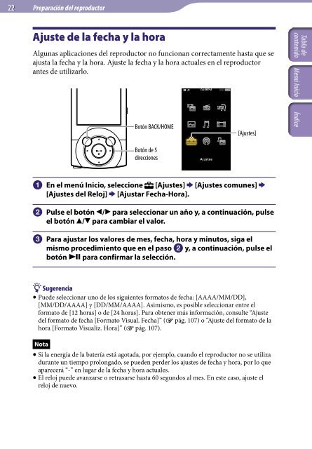 Sony NWZ-A844 - NWZ-A844 Istruzioni per l'uso Spagnolo