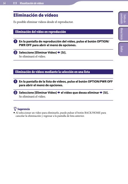 Sony NWZ-A844 - NWZ-A844 Istruzioni per l'uso Spagnolo