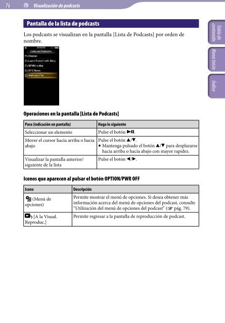 Sony NWZ-A844 - NWZ-A844 Istruzioni per l'uso Spagnolo