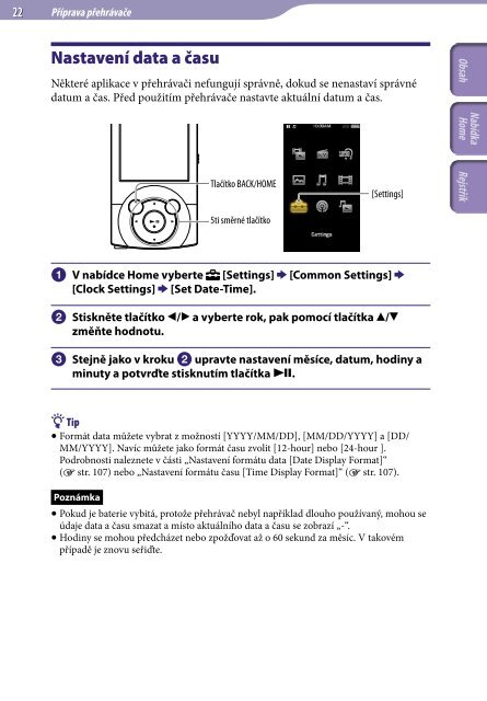 Sony NWZ-A844 - NWZ-A844 Istruzioni per l'uso Ceco