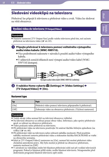 Sony NWZ-A844 - NWZ-A844 Istruzioni per l'uso Ceco