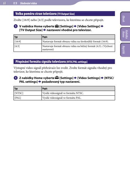 Sony NWZ-A844 - NWZ-A844 Istruzioni per l'uso Ceco