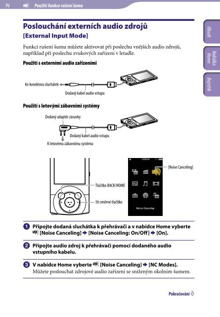 Sony NWZ-A844 - NWZ-A844 Istruzioni per l'uso Ceco