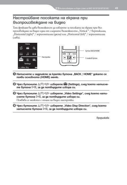 Sony NWZ-S616F - NWZ-S616F Istruzioni per l'uso Bulgaro