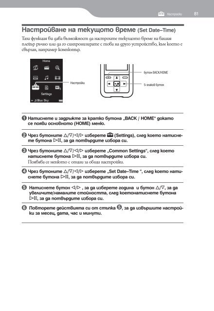 Sony NWZ-S616F - NWZ-S616F Istruzioni per l'uso Bulgaro