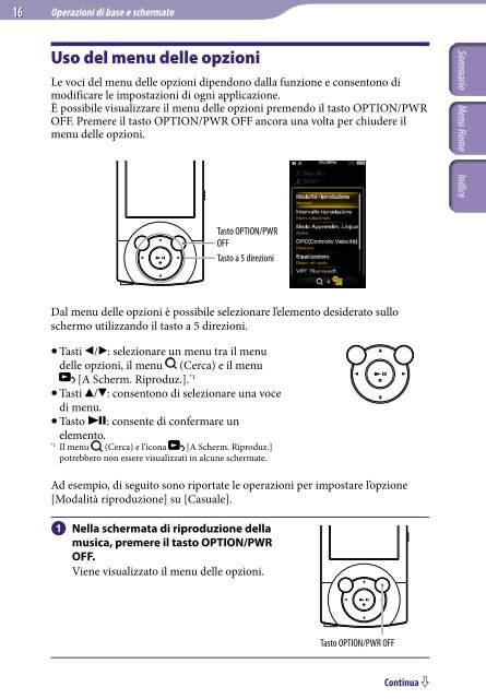 Sony NWZ-A844 - NWZ-A844 Istruzioni per l'uso Italiano