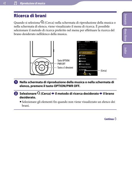 Sony NWZ-A844 - NWZ-A844 Istruzioni per l'uso Italiano