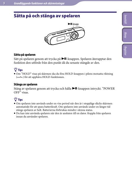 Sony NWZ-B143F - NWZ-B143F Istruzioni per l'uso Svedese