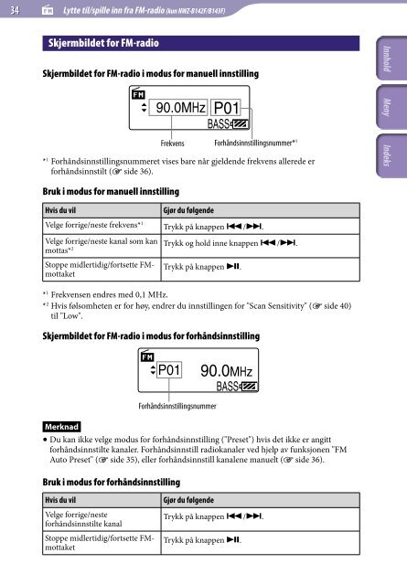 Sony NWZ-B143F - NWZ-B143F Istruzioni per l'uso Norvegese