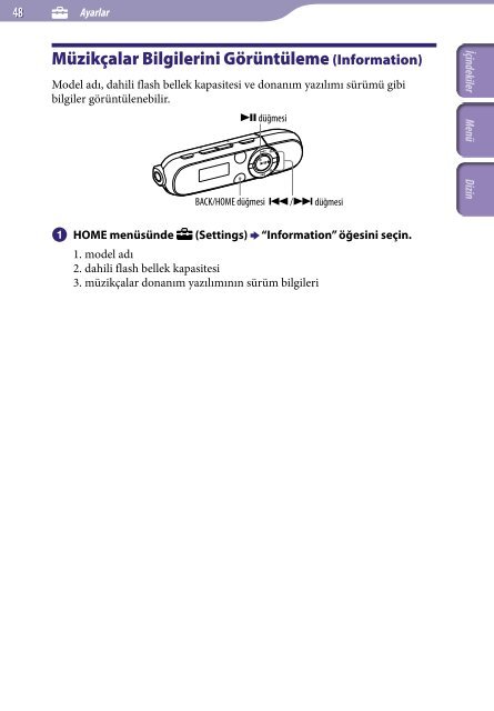 Sony NWZ-B143F - NWZ-B143F Istruzioni per l'uso Turco