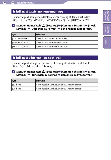 Sony NWZ-A844 - NWZ-A844 Istruzioni per l'uso Danese