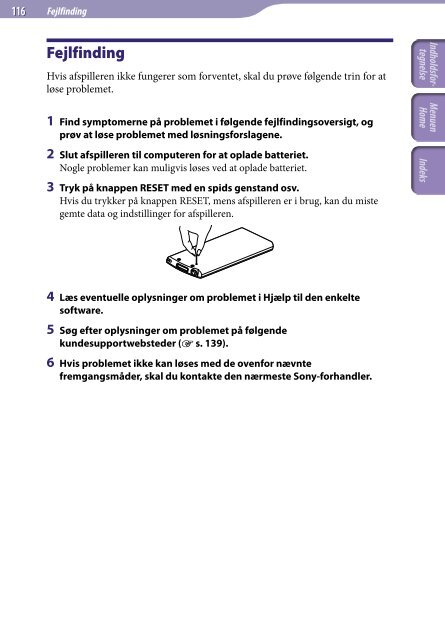 Sony NWZ-A844 - NWZ-A844 Istruzioni per l'uso Danese