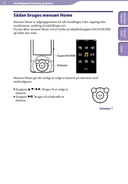 Sony NWZ-A844 - NWZ-A844 Istruzioni per l'uso Danese