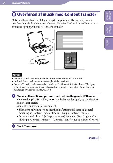 Sony NWZ-A844 - NWZ-A844 Istruzioni per l'uso Danese