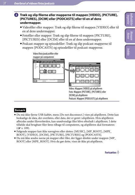 Sony NWZ-A844 - NWZ-A844 Istruzioni per l'uso Danese